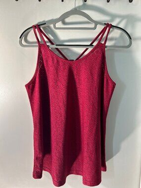 RUBZOOF NWT Fuchsia Eyelet Knit Cami Tank Top Womens Medium Strappy Back